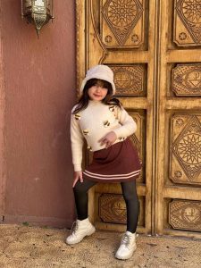 Young Girl 3D Embossed Mini Bees Pullover Sweater & Skirt - Image 3