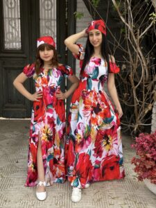 Casual Colors Printed Dress with Headband - Image 4