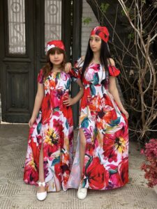 Casual Colors Printed Dress with Headband - Image 3