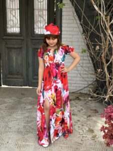 Casual Colors Printed Dress with Headband - Image 5