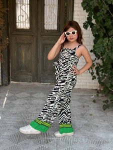 Zebra Print Colorful Hem Jumpsuit