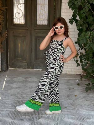 Zebra Print Colorful Hem Jumpsuit