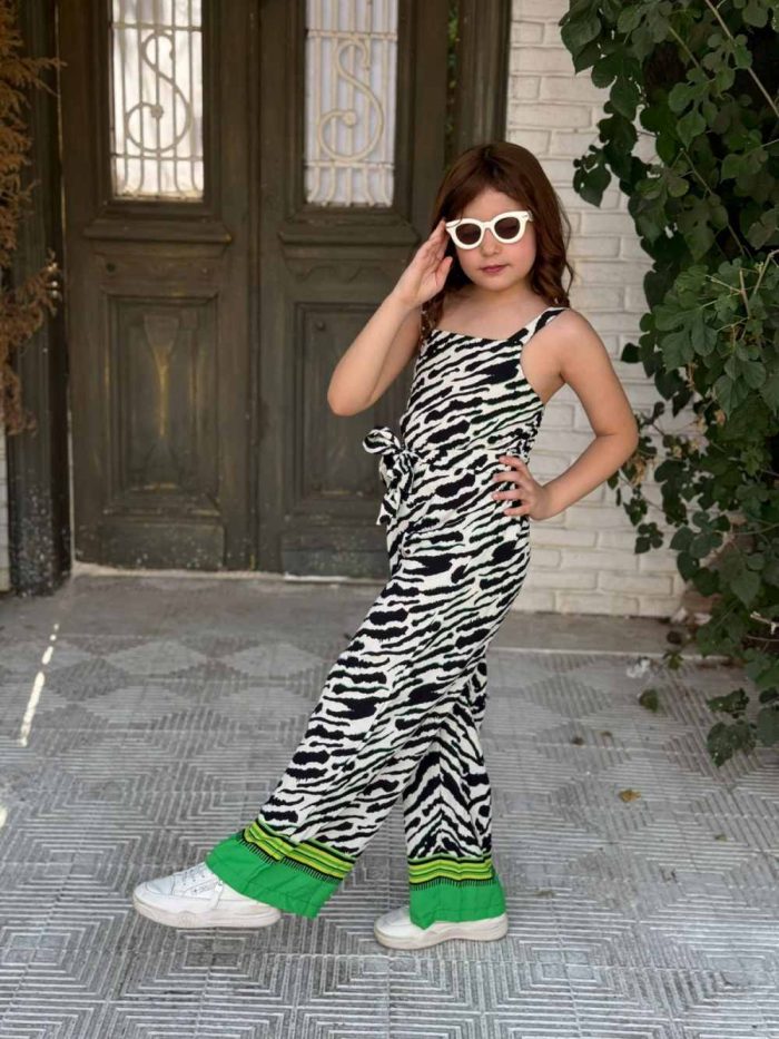 Zebra Print Colorful Hem Jumpsuit - Image 1