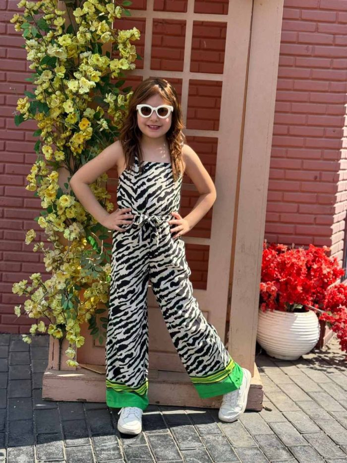 Zebra Print Colorful Hem Jumpsuit - Image 2