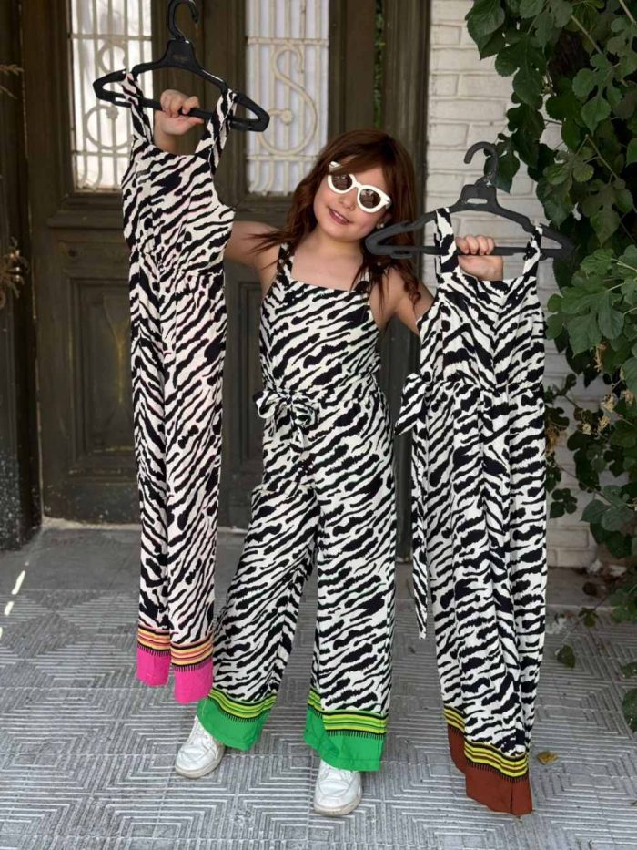 Zebra Print Colorful Hem Jumpsuit - Image 3