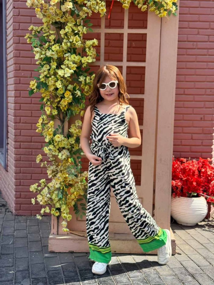 Zebra Print Colorful Hem Jumpsuit - Image 4