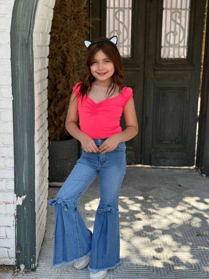 Bow Front Fold Pleated Leg Jeans - Image 3