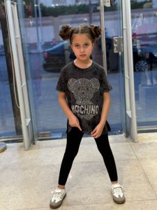 Teddy Bear Rhinestone Round Neck Short Sleeve T-Shirt - Image 2