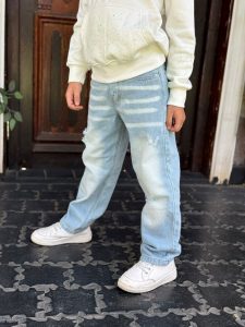 Striped Wash Distressed Jeans - Image 2