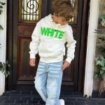 Striped Wash Distressed Jeans