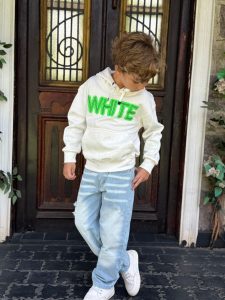 Striped Wash Distressed Jeans