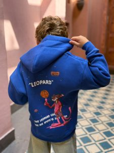 Pink Panther Leopard Graphic Print Hoodie