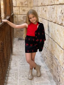 3PCS Set Solid Basic Top & Floral Knitted Jacket & Skirt - Image 2