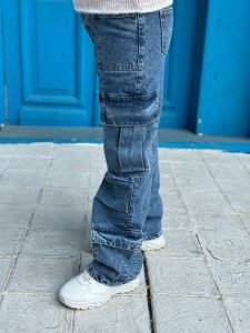 ⁦بنطلون جينز بناتي جيوب جانبيه⁩ - الصورة ⁦3⁩