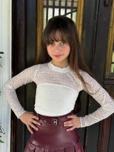 Lace Trim High Neck Slim Fit Top