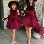 فستان قطيفه منفوش اكمام منفصله مع شابوه