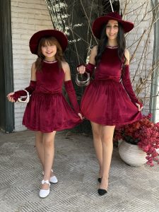 فستان قطيفه منفوش اكمام منفصله مع شابوه