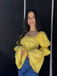 Lace-Up Front Puff Sleeve Top - Image 3