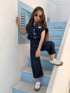 Denim 2pcs/Set Casual Collared Pocket Shirt And Straight Leg Pants - Image 2