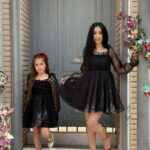 Polka Dot Print Mesh Overlay Dress