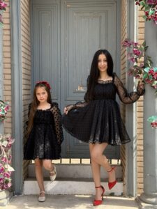 Polka Dot Print Mesh Overlay Dress