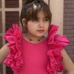 Ruffle Trim Scoop Neck Butterfly Sleeve Peplum Blouse