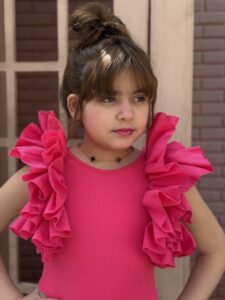 Ruffle Trim Scoop Neck Butterfly Sleeve Peplum Blouse