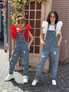 Distressed Casual Versatile Daily Wear Denim Bib Overall Wide Leg Jeans Jumpsuit - Image 3