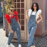 Distressed Casual Versatile Daily Wear Denim Bib Overall Wide Leg Jeans Jumpsuit