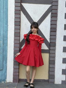 Off Shoulder Ruffle Trim Flare Dress - Image 4