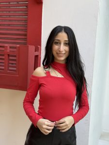 Solid Cut Out Cold Shoulder Buckle Detail Mock Neck Top - Image 4