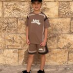 Boys' Casual Street Style Letter Graphic Round Neck T-Shirt & Shorts Set