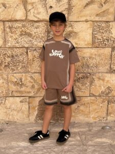 Boys' Casual Street Style Letter Graphic Round Neck T-Shirt & Shorts Set