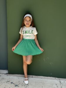 Smile Print Short Sleeve T-Shirt & Ruffle Hem Skirt