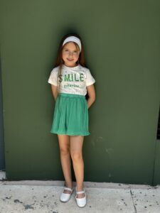 Smile Print Short Sleeve T-Shirt & Ruffle Hem Skirt - Image 3