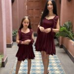 فستان شيفون باكمام مفتوحه