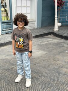 Distressed Denim Jeans With Printed Words