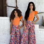 One Shoulder Plain Top & Full-Length Abstract Geometric Print Pattern Resort Wide Leg Pants