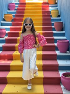 Off Shoulder Bell Sleeve Floral Top & Elastic Waist Belted Loose Textured Wide-Leg Pants Set - Image 2